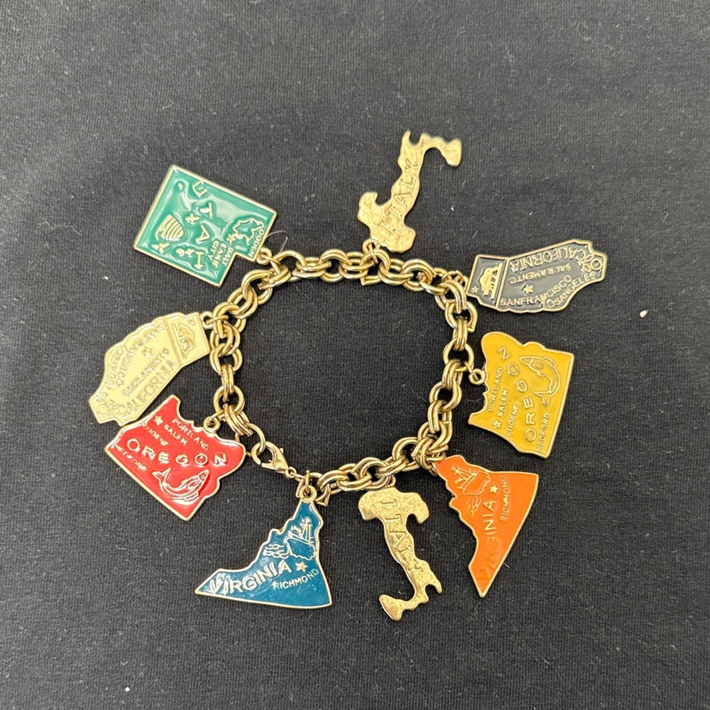State Charm Bracelet with Gold Chain